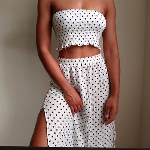 B&W Polka dot 2 piece skirt set